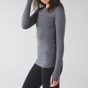 Lululemon Swiftly Tech Long Sleeve Crew Sz 8 Heathered Black